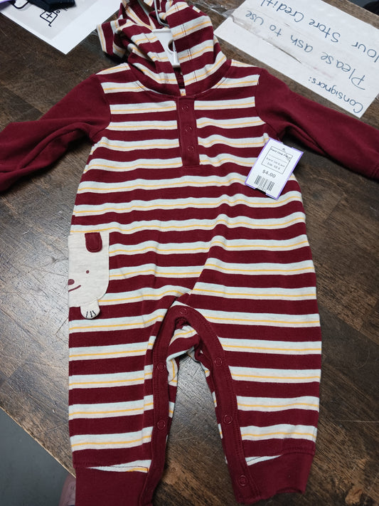 Burgandy/Blue/Yellow Striped Cat & Jack Pant One Piece, NB B