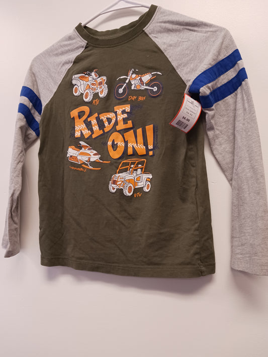 Green/Grey Ride On Lands End Longsleeve Shirt, 8 B