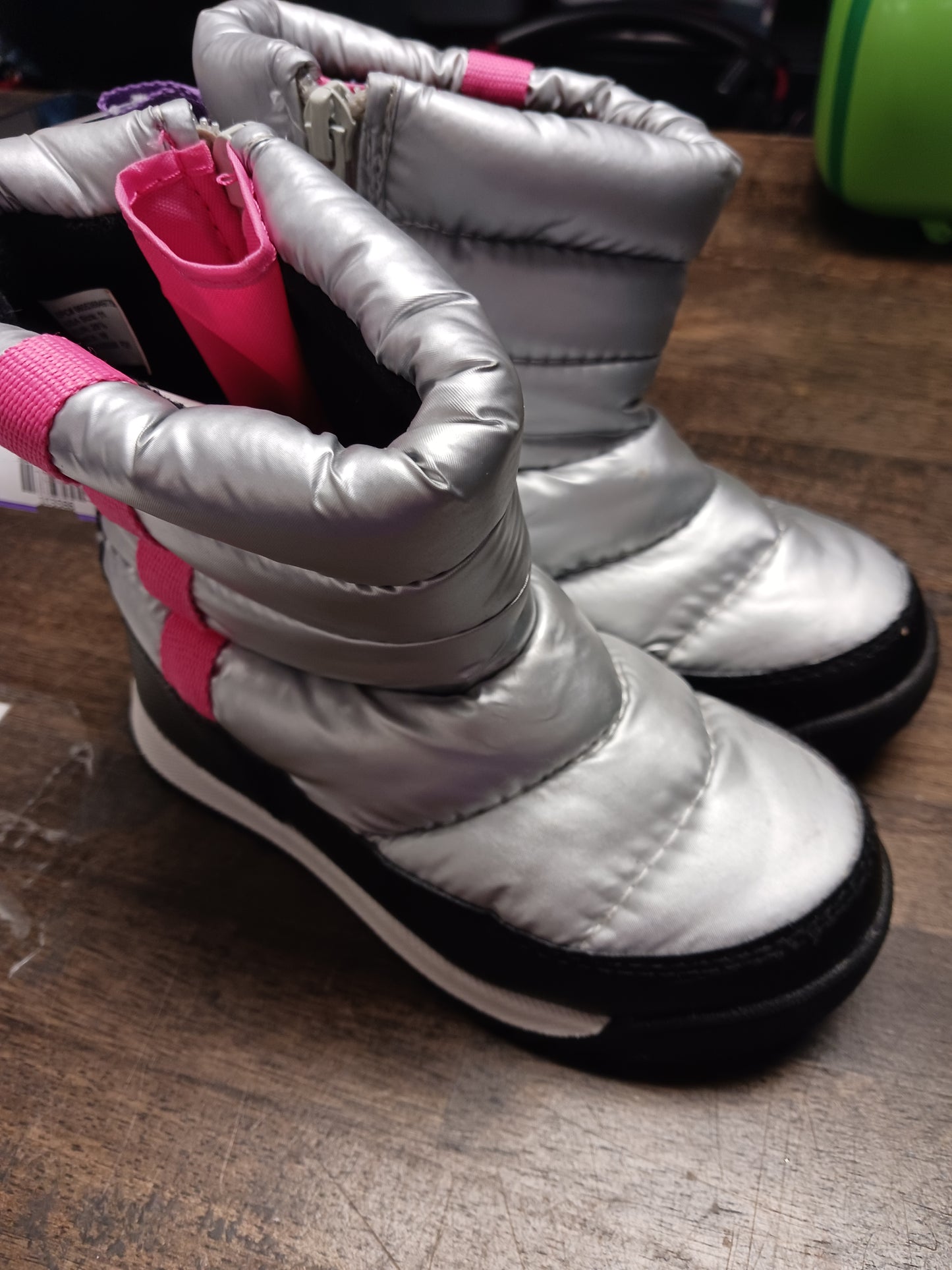 Silver/Pink Wonder Nation Winter Boots, 11 G