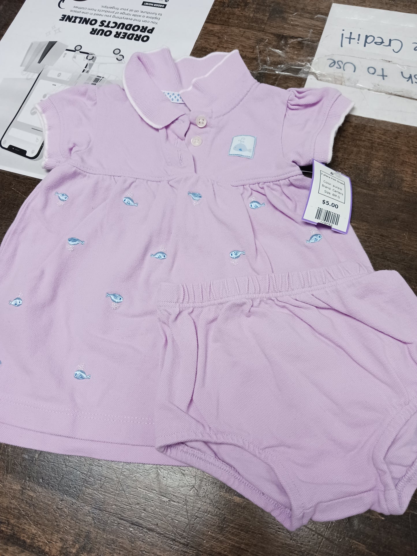 purple Carters 2 piece Fish Dress, 6M G