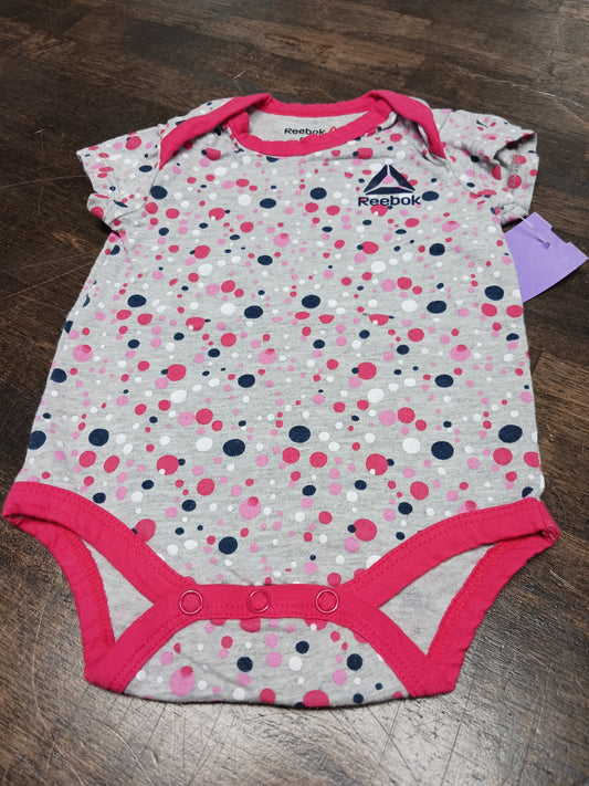 Red/Grey/White/Pink Polka Dot Reebok Onesie, NB G