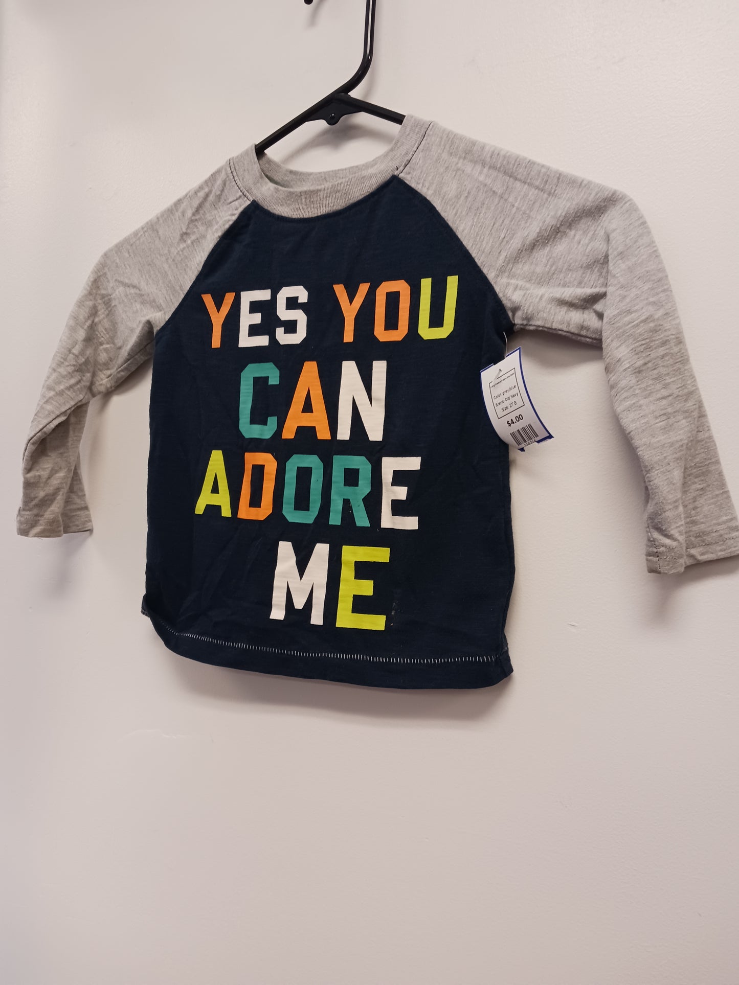 grey/blue Old Navy Long Sleeve  Adore Me Shirt, 2T B