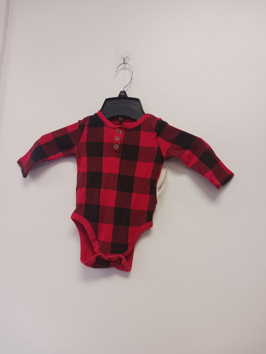Red/Black Plaid Old Navy Longsleeve Onesie, 6M B