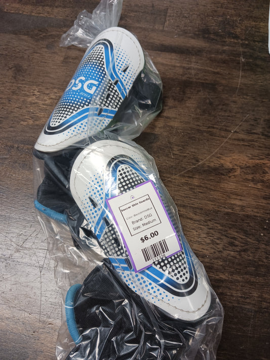 Black/White/Blue DSG Soccer Shin Guards, Medium