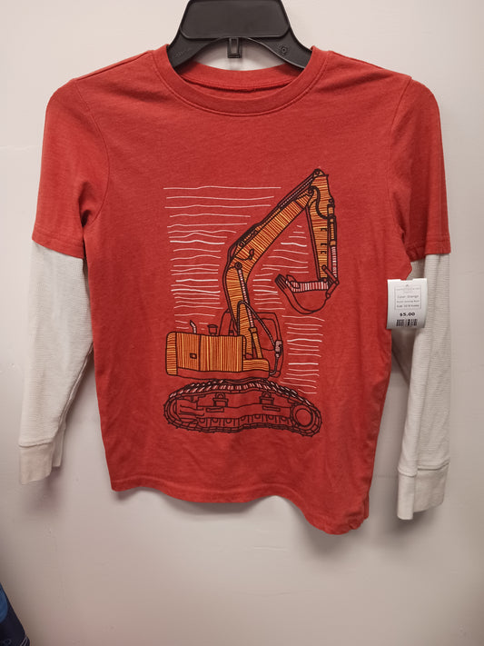 Orange Jumping Bean Long Sleeve Backhoe Tshirt, 10 B Husky