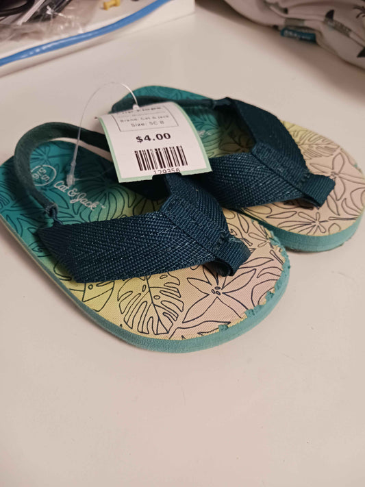 Blue/Yellow/Pink Cat & Jack Flip Flops, 5C B