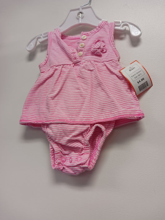 Pink/White Striped Carters Dress, NB G