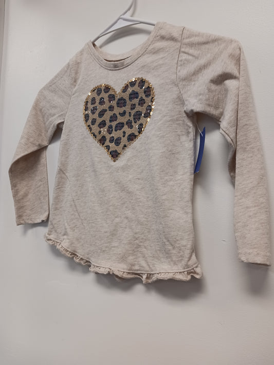 Tan/Cheetah Heart Garanimals Longsleeve Shirt, 4T G