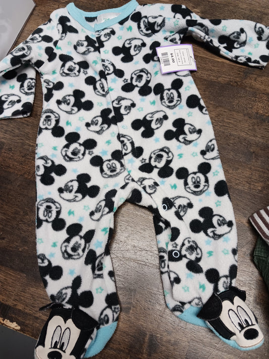 white Disney Baby Mickey Mouse Sleeper 0-3m, NB B