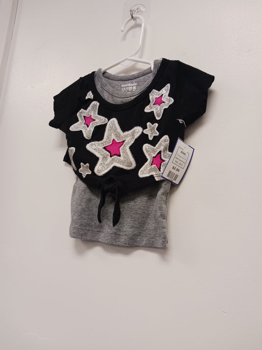 Black/Grey/Silver/Pink Star Garanimals Shirt, 12M G