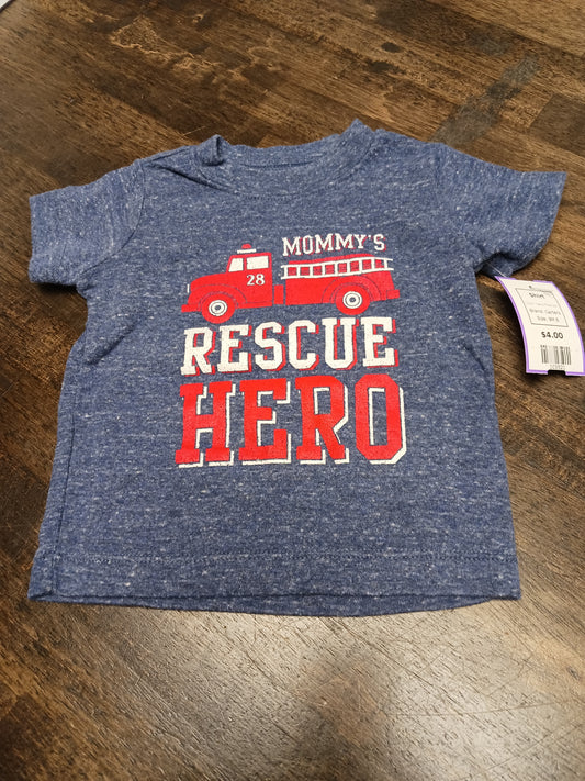 Navy Firetruck Carters Shirt, 9M B