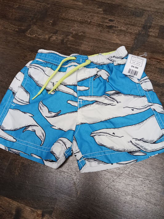 Blue/White Whale Carters Swim Trunks, 18M B