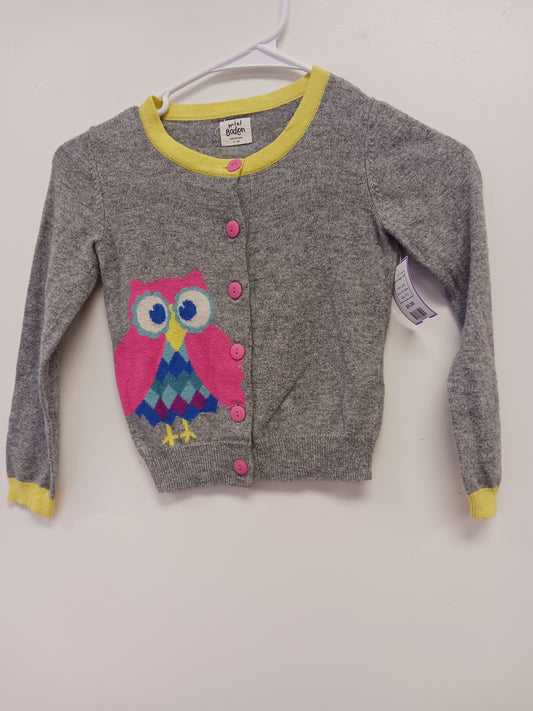 grey Mini Boden Owl Cardigan 5-6, 5T G