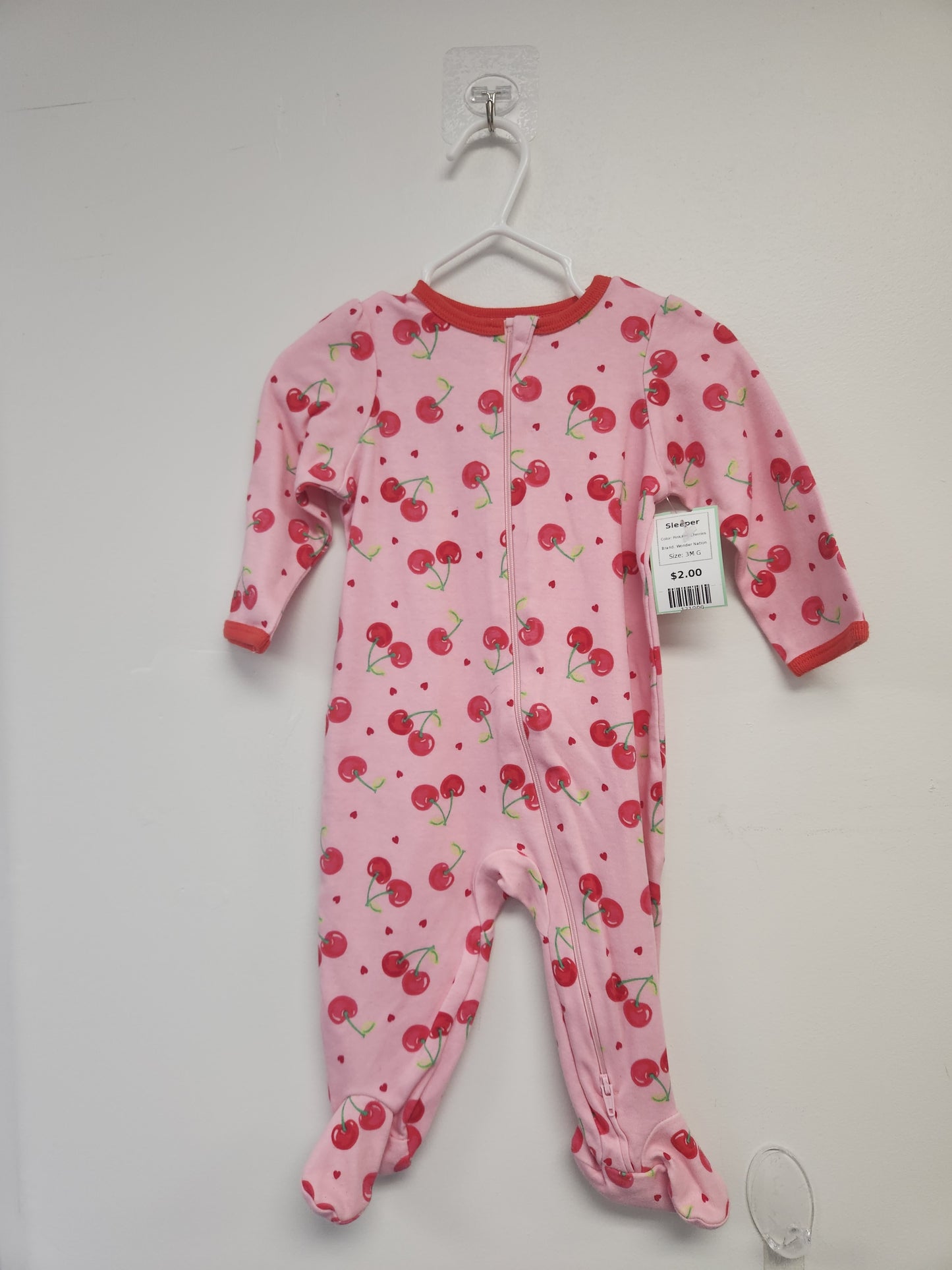 Pink/Red Cherries Wonder Nation Sleeper, 3M G
