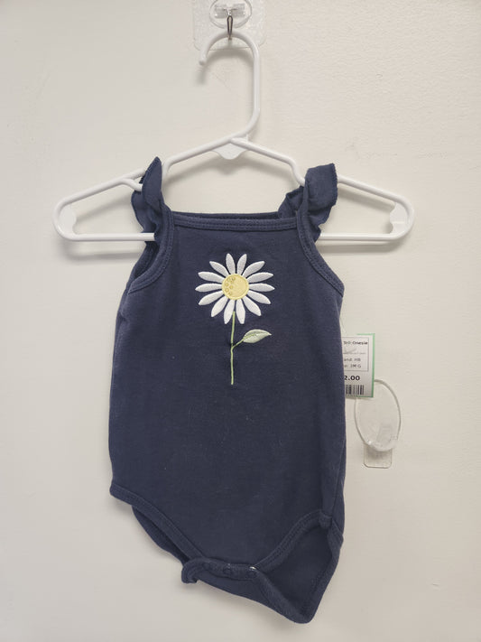 Navy/White Flower HB Tank Top Onesie, 3M G