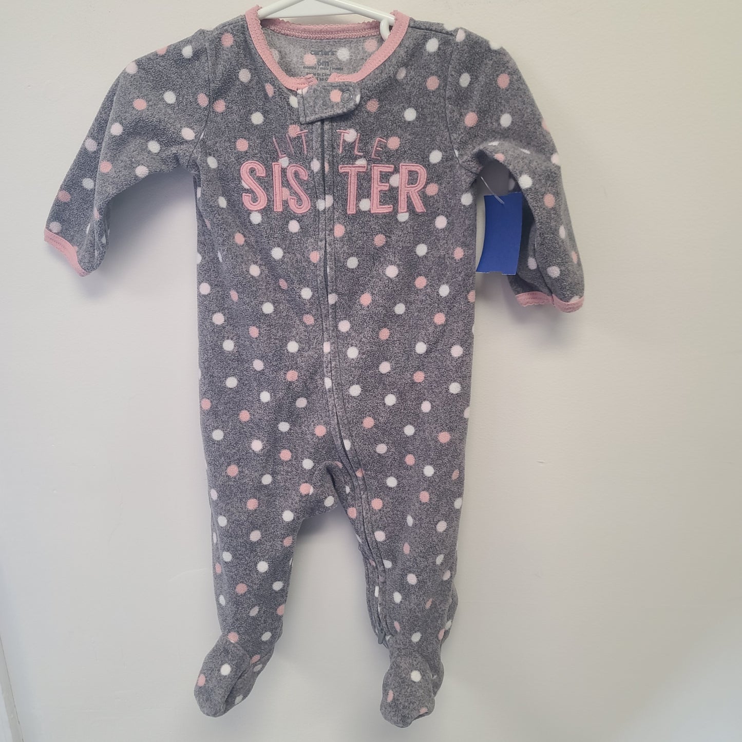 Grey/Pink/White Polka Dot Carters Sleeper, 6M G