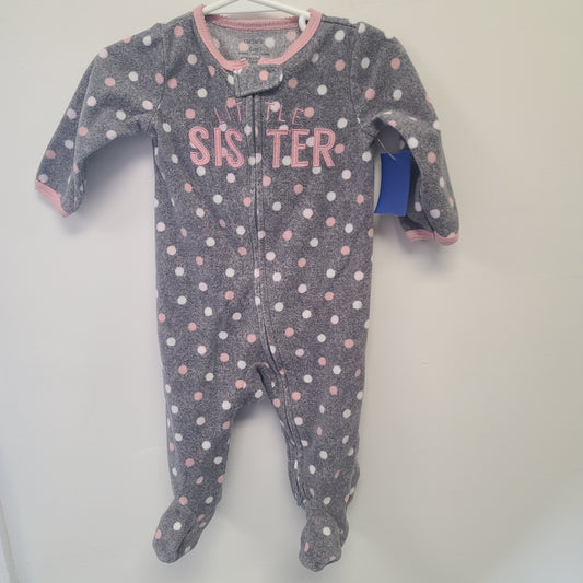 Grey/Pink/White Polka Dot Carters Sleeper, 6M G
