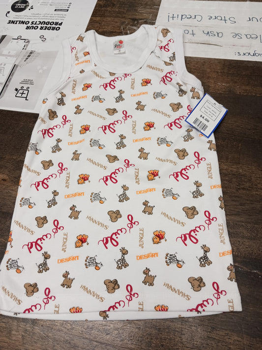 white Starwberry Tank Top Animals, 4T B