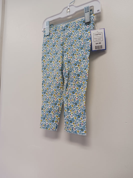 White/Blue/Yellow Flower Carters Leggings, 6M G