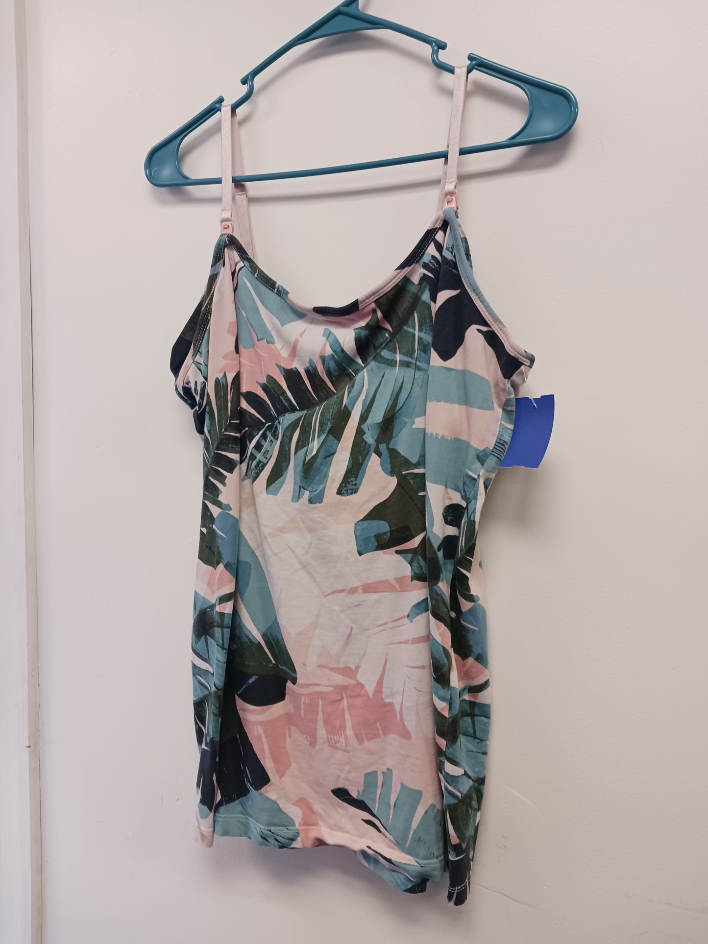 Pink/Green Motherhood Maternity Nursing Tank Top, Large