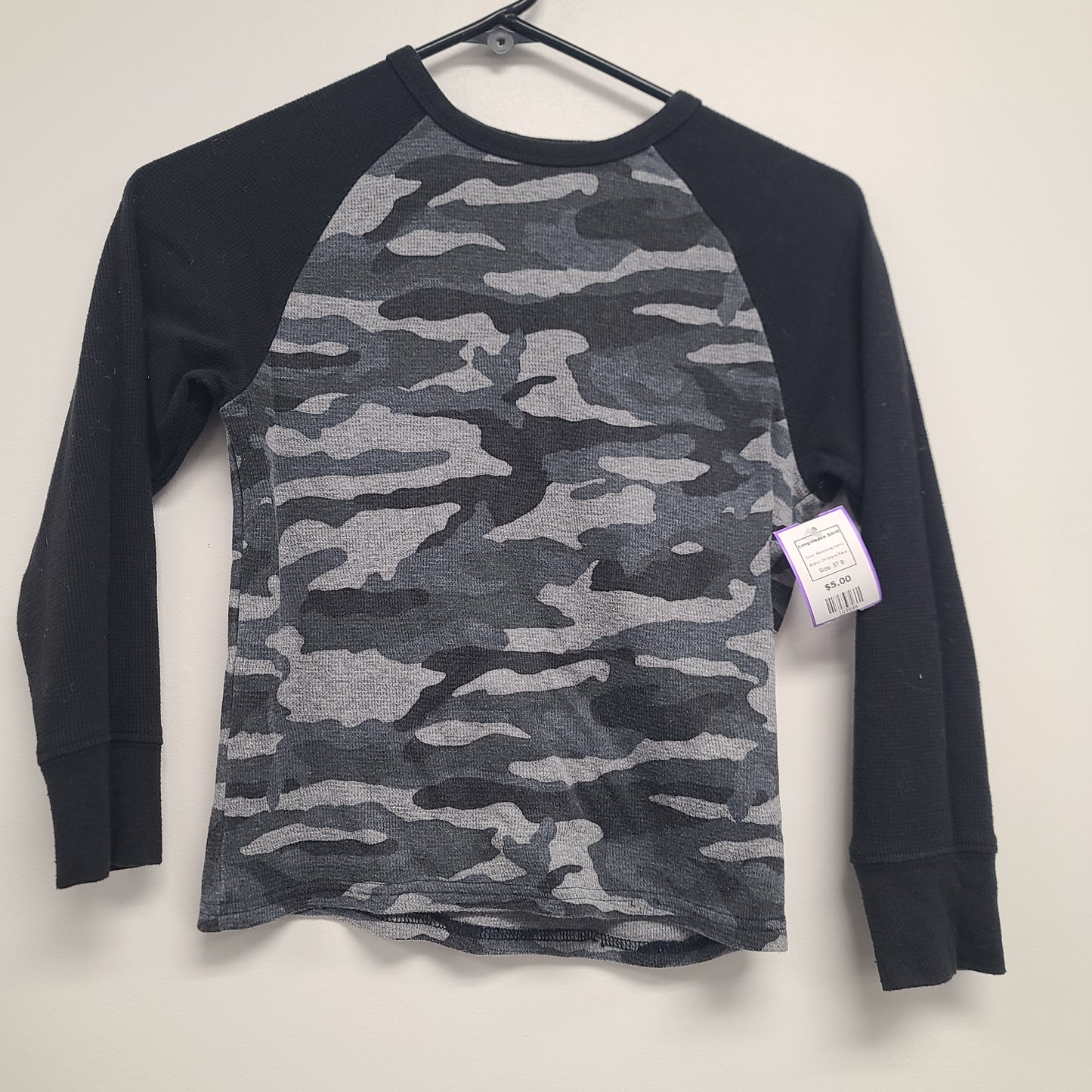 Black/Grey Camo Childrens Place Longsleeve Shirt, 5T B