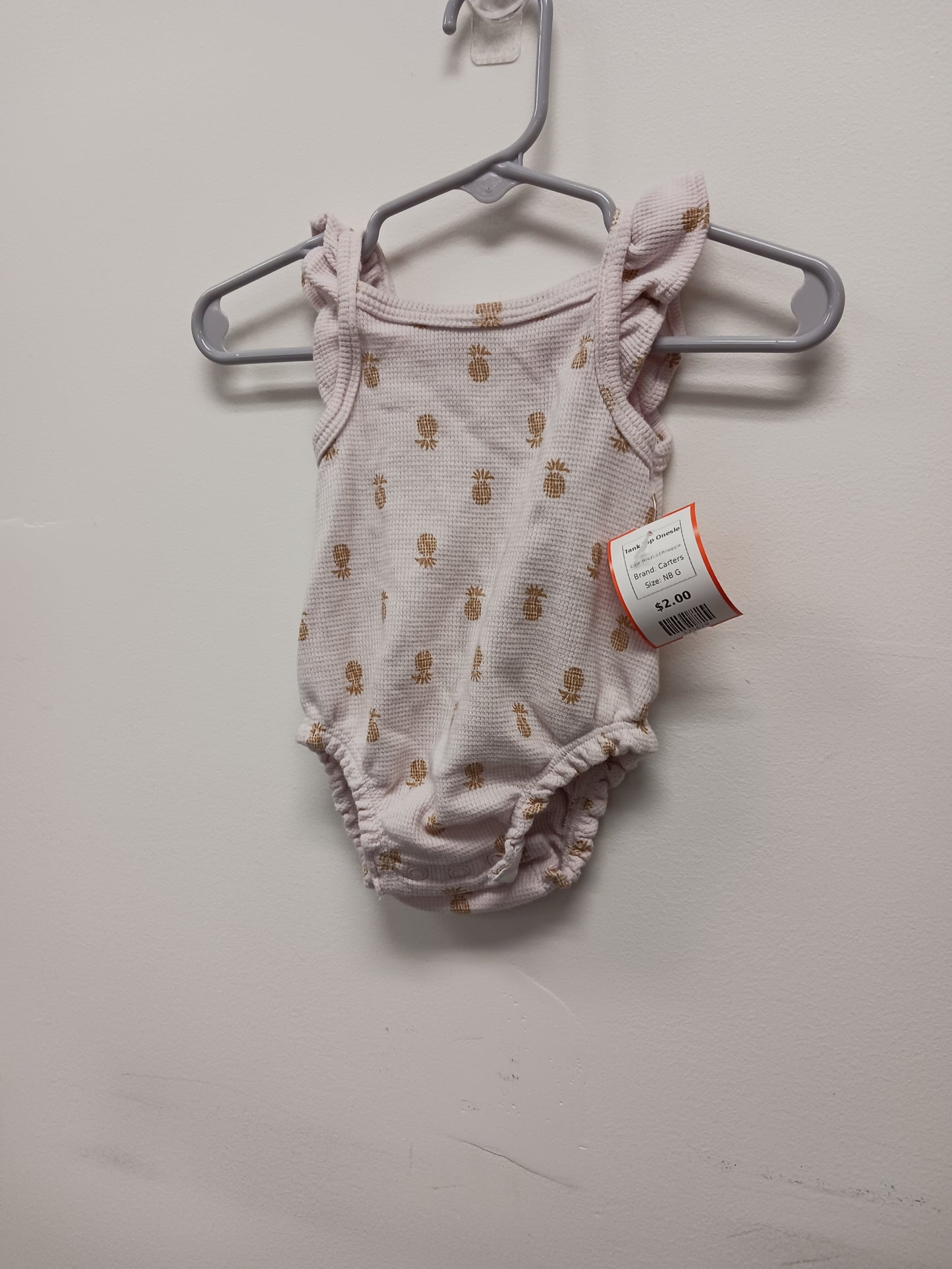 Pink/Gold Pineapple Carters Tank Top Onesie, NB G