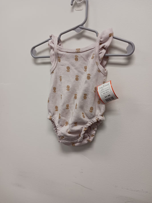 Pink/Gold Pineapple Carters Tank Top Onesie, NB G