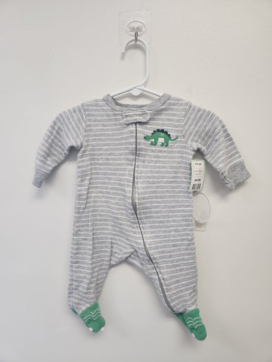 Grey/White Stirped Carters Sleeper, 3M B