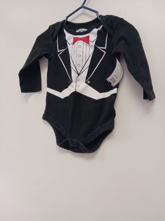 Black Tux Holiday Time Longsleeve Onesie, 3M B