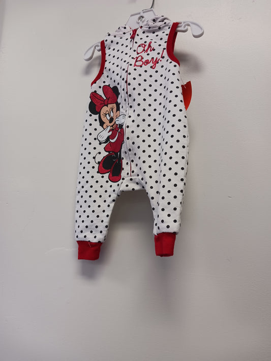 White/Red Minnie Hooded Pant One Piece, NB G