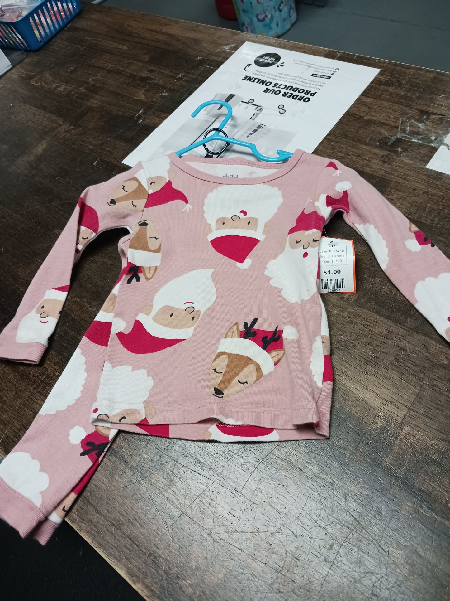Pink Santa Carters Pjs, 18M G