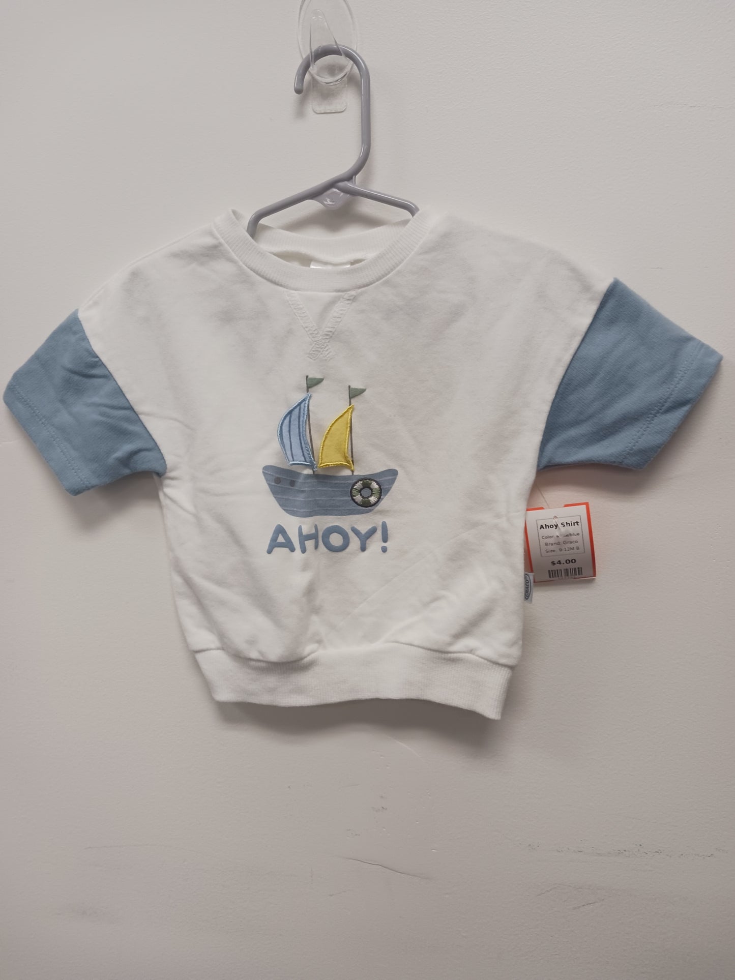 white/blue Graco Ahoy Shirt, 9-12M B