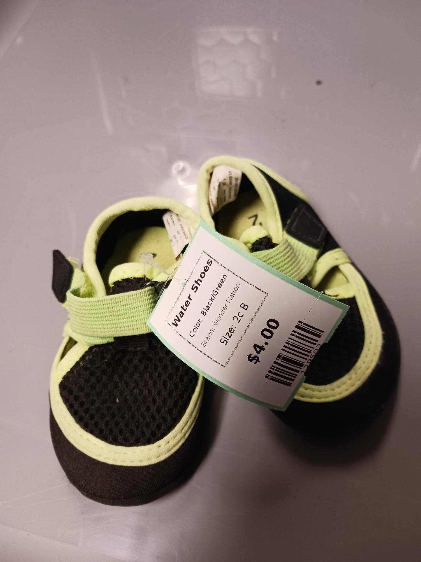 Black/Green Wonder Nation Water Shoes, 2c B