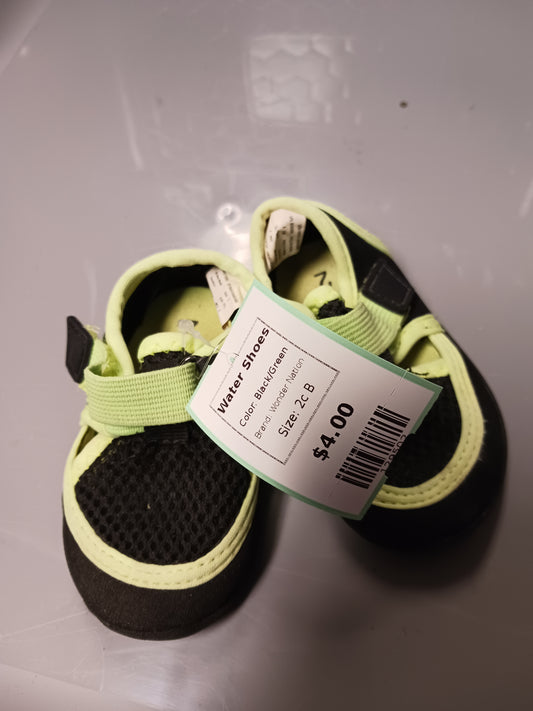 Black/Green Wonder Nation Water Shoes, 2c B