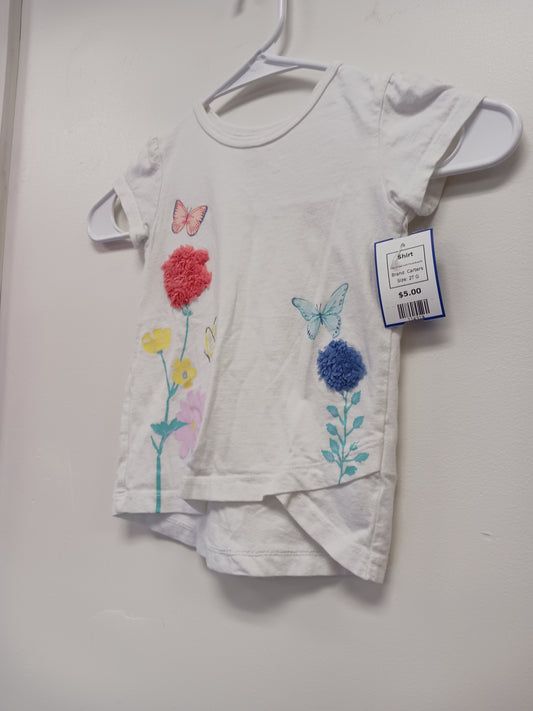 White/Colorful Flower/Butterfly Carters Shirt, 2T G