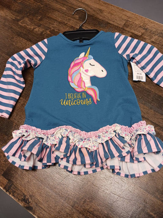 Blue/Pink Unicorn Rare Editions Longsleeve Shirt, 2T G