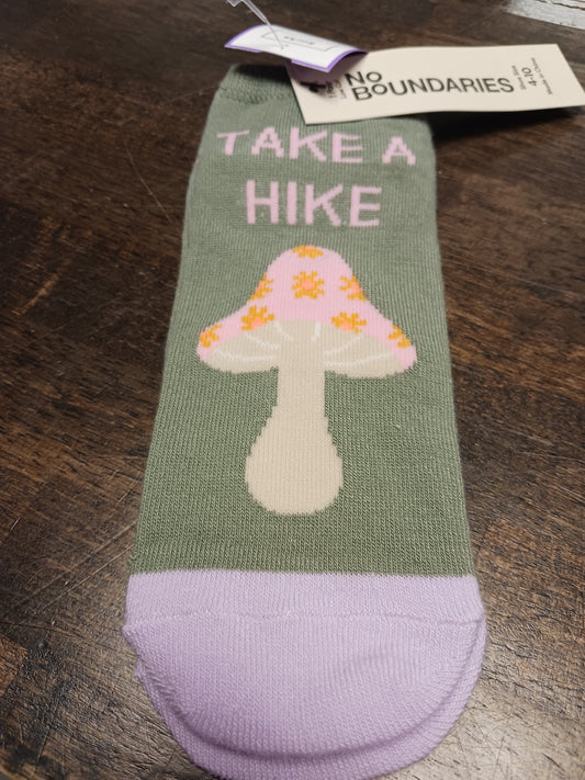 Green/Purple Mushroom No Boundries Socks, 4-10