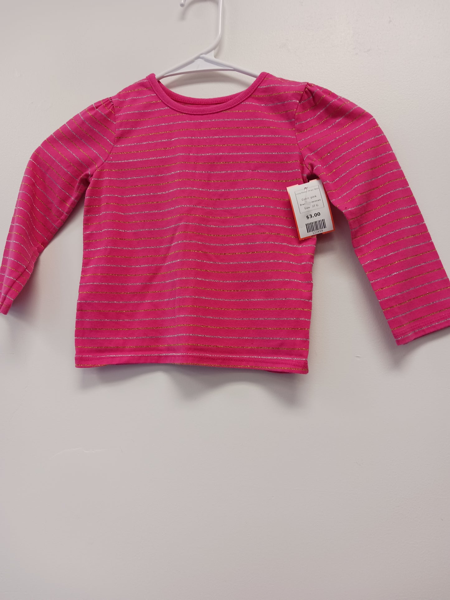 pink Garanimals Long Sleeve Stripe Shirt, 3T G