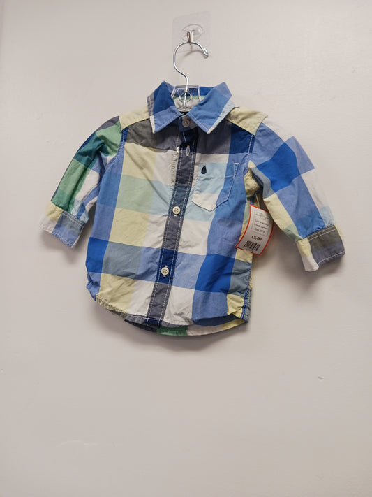 blue/yellow Carters Long Sleeve Plaid Shirt, 3M B
