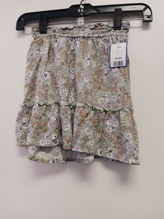 Green/Purple/Tan/White Flower Art Class Skirt, 7 G