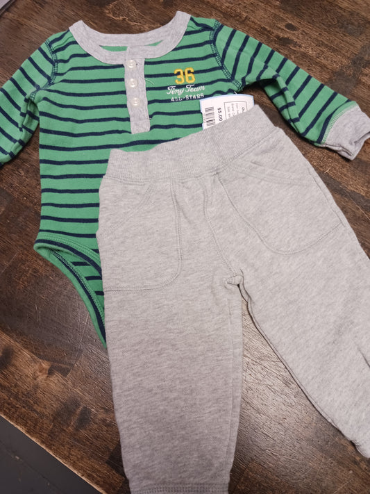 Grey/Green Carters Outfit, 6M B