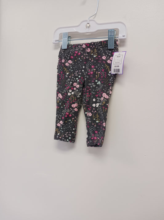 Grey/Pink Flower Jumping Bean Pants, 6M G