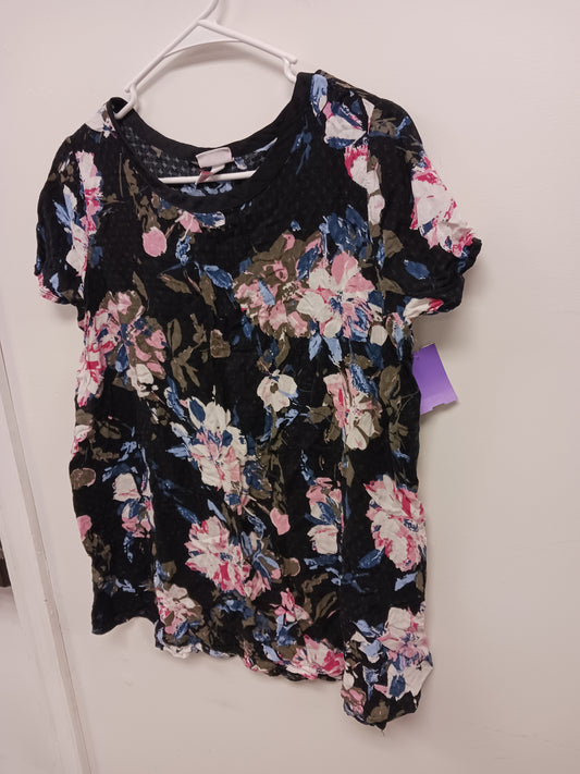 Black/Pink Flower Isabel Maternity Shirt, Small