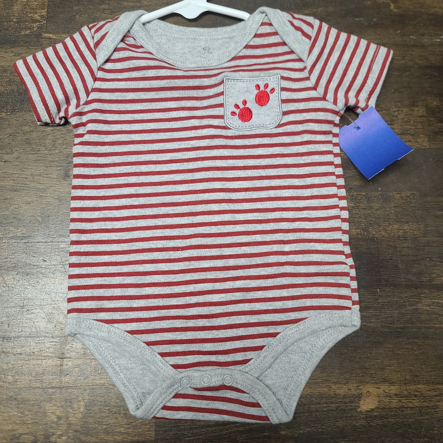 grey/red Cat & Jack striped onesie, 6M B