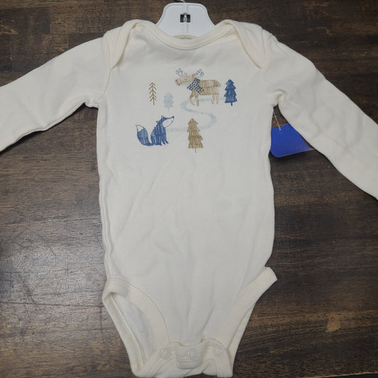 white just one you moose long sleeve onesie, 12M B