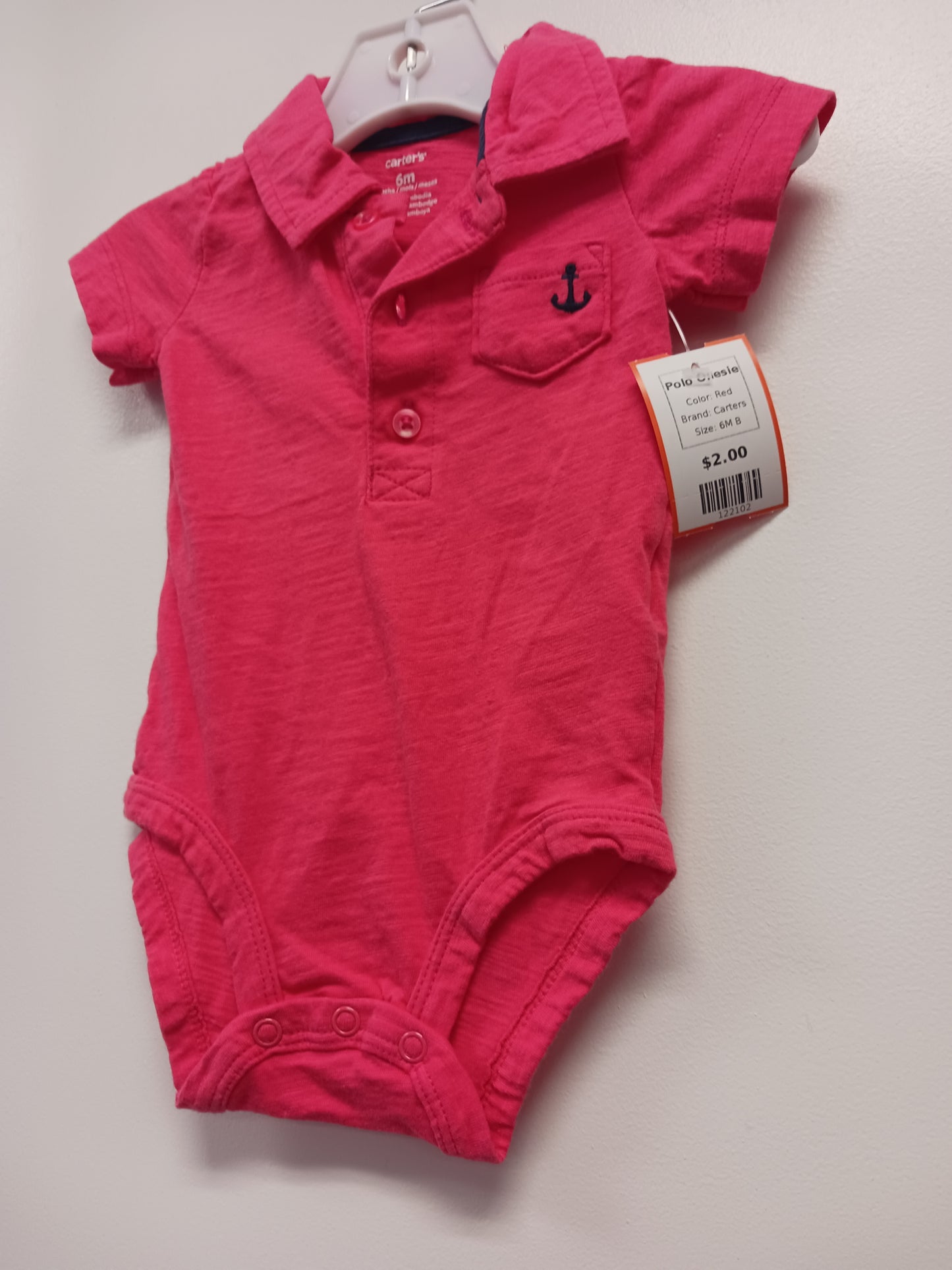 Red Carters Polo Onesie, 6M B