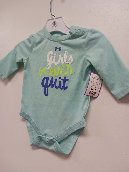 blue Under Armour Girls Never Quit Onesie 0-3m, NB G