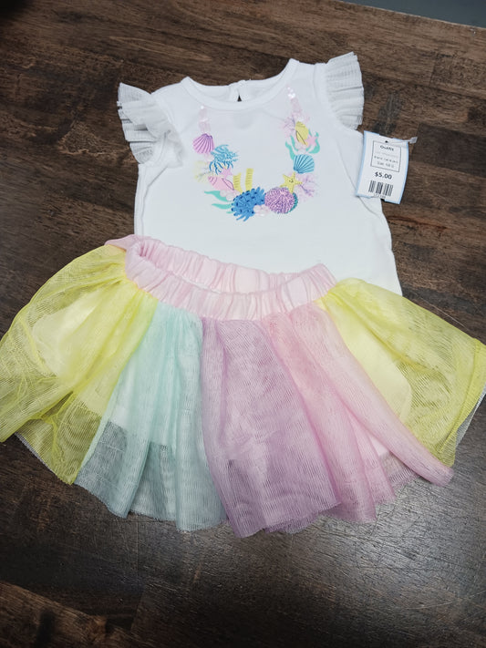 White/Colorful Cat & Jack Outfit, NB G