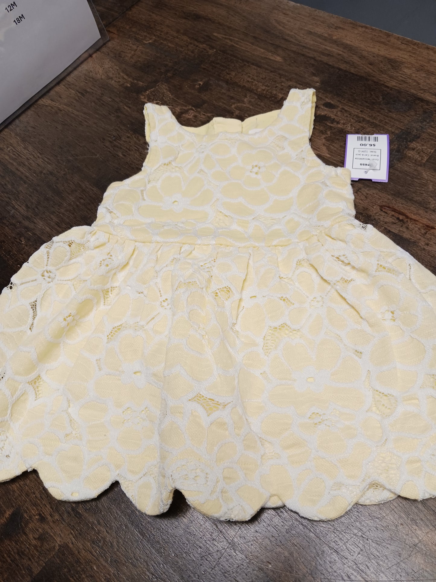 Yellow/White Cat & Jack Dress, 12M G