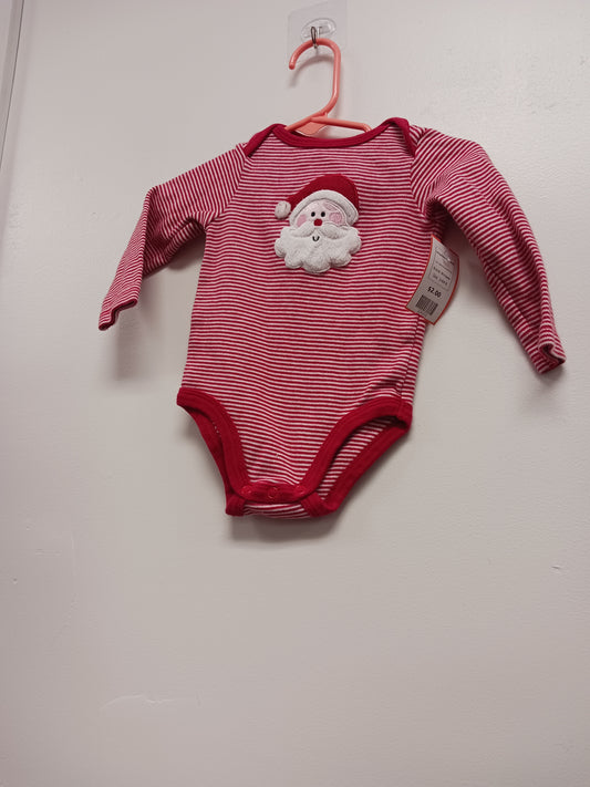 Red/White Striped Santa Miniwear Longsleeve Onesie, 3-6M B